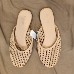 Faux-Leather Woven Mule